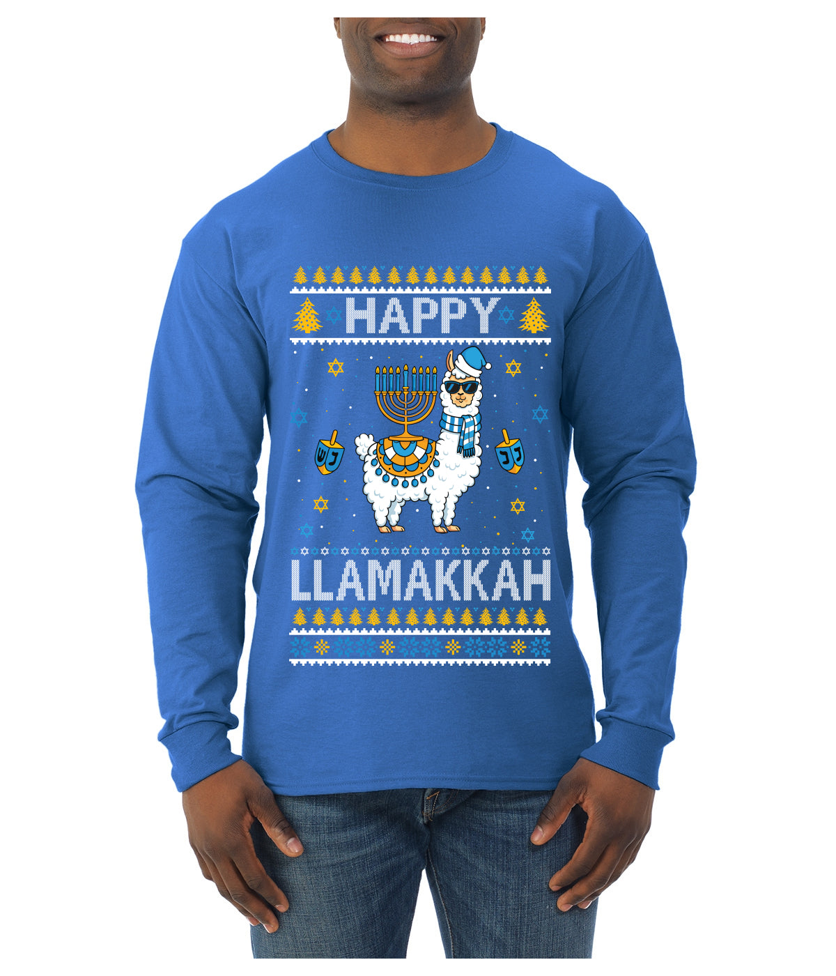 Happy Llamakkah, Ugly Christmas Sweater Unisex Mens Long Sleeve Shirt