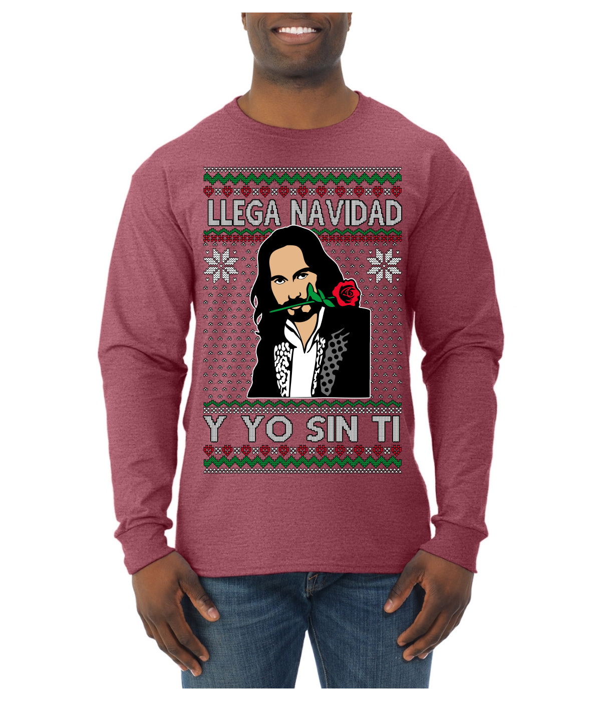 Llega Navidad Y Yo Sin Ti Christmas Is Coming Marco Ugly Christmas Sweater Mens Long Sleeve Shirt
