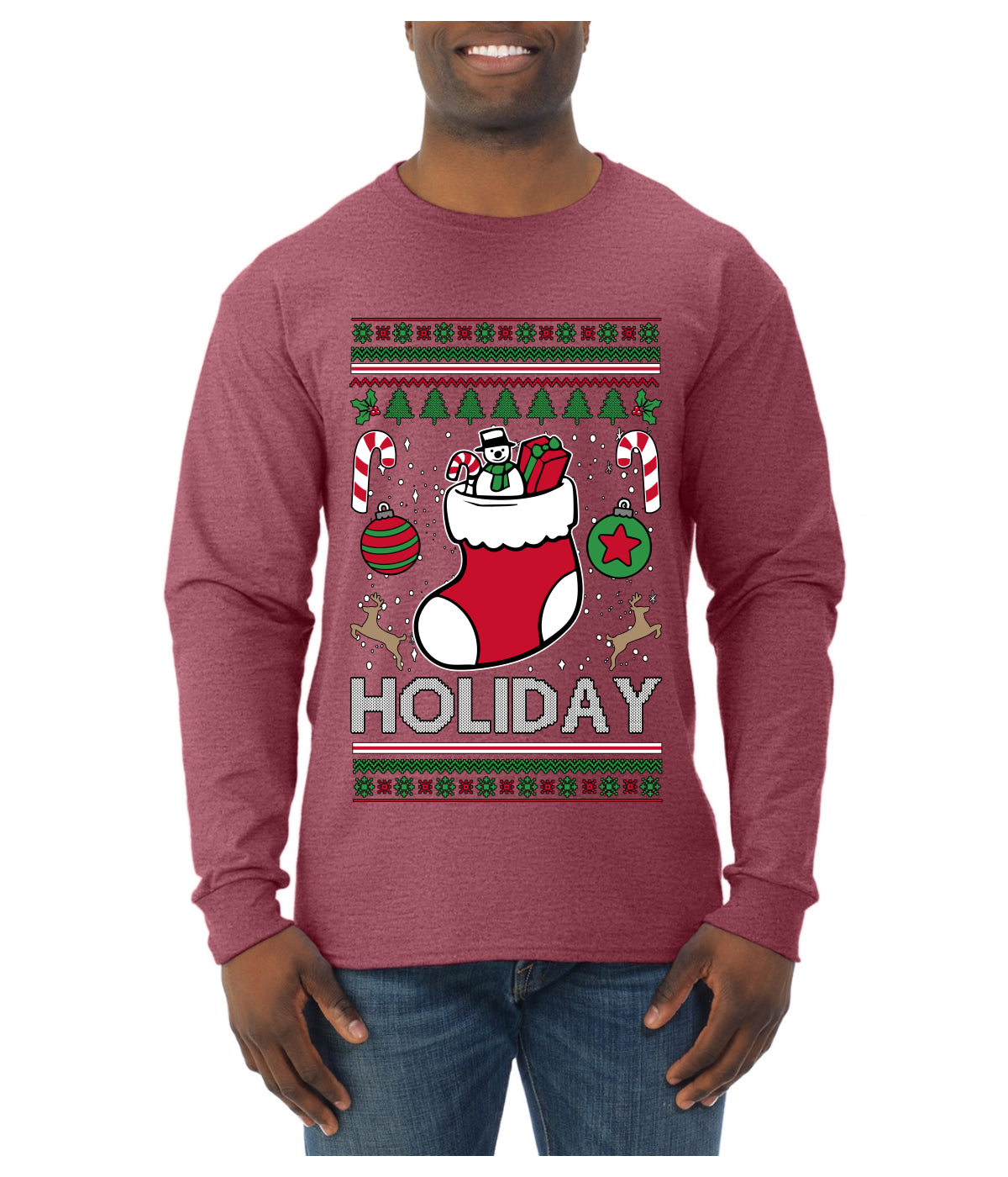 Holiday, Ugly Christmas Sweater Unisex Mens Long Sleeve Shirt