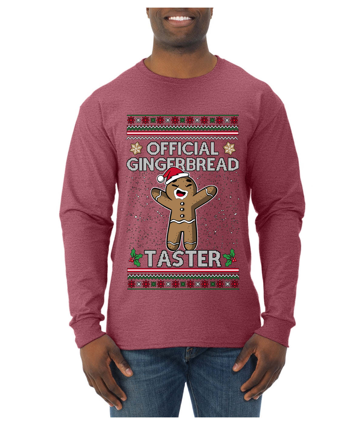 Official Gingerbread Taster, Ugly Christmas Sweater Unisex Unisex Mens Long Sleeve Shirt
