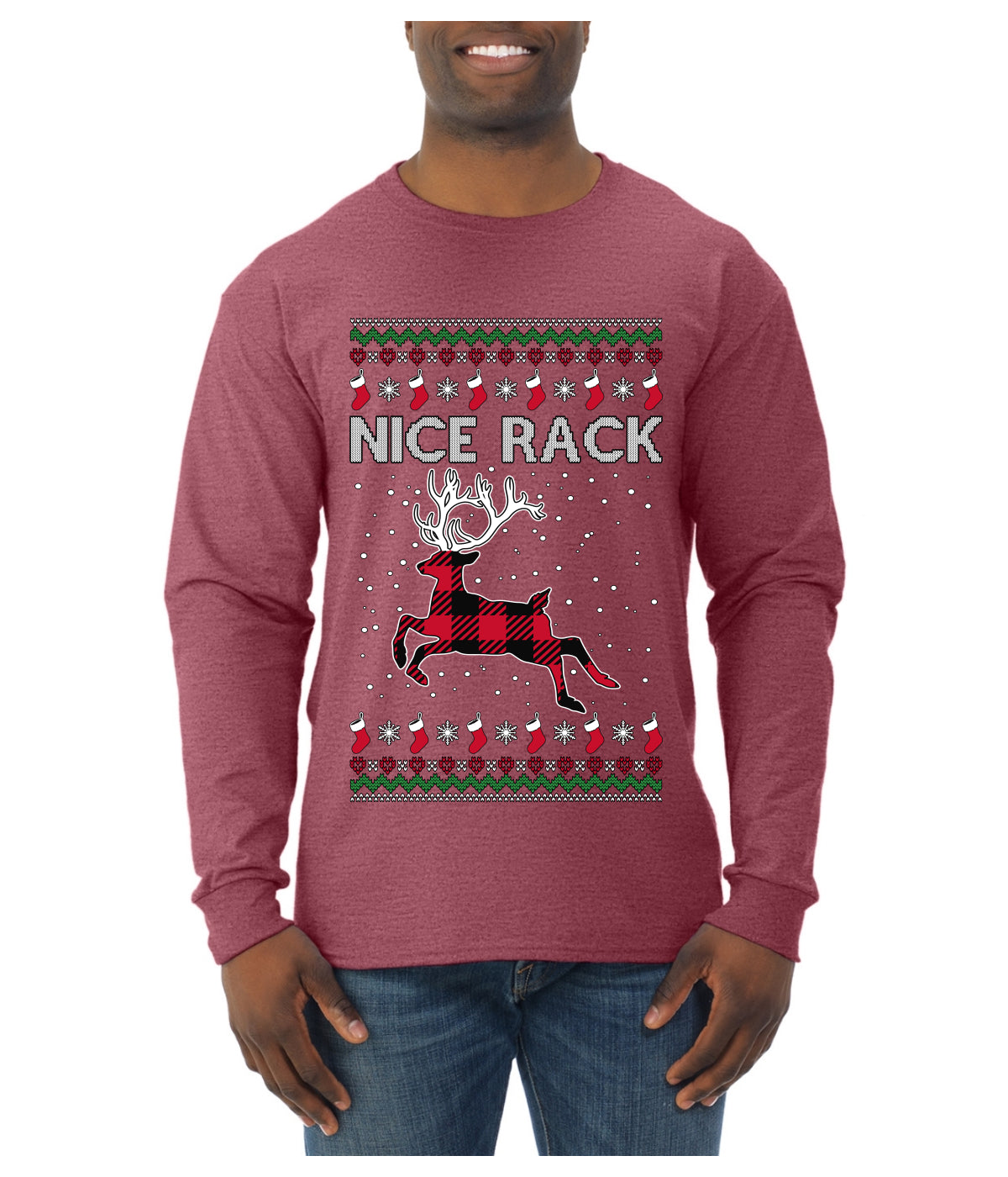 Nice Rack, Ugly Christmas Sweater Unisex Mens Long Sleeve Shirt
