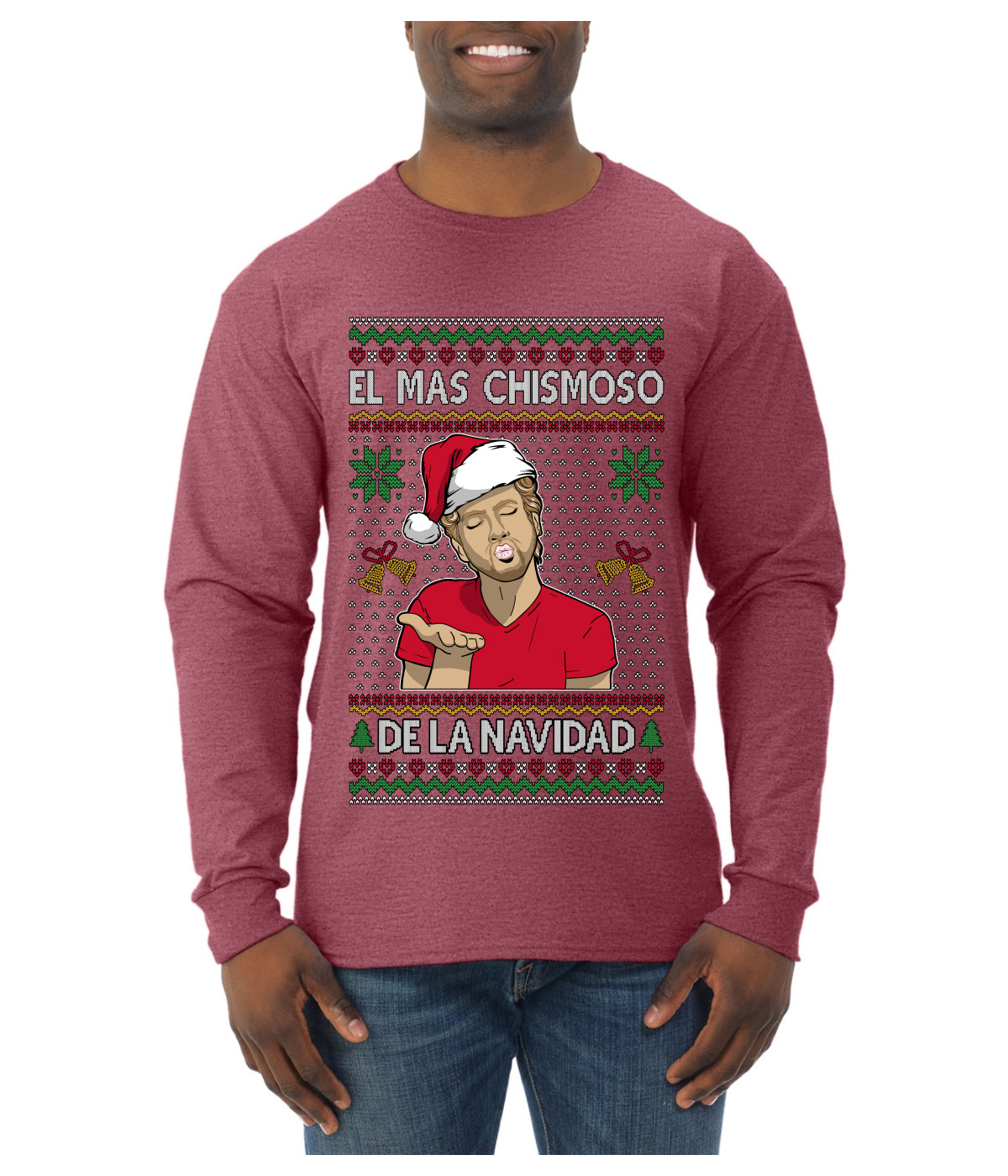 El Mas Chismoso De La Navidad, Ugly Christmas Sweater Unisex Mens Long Sleeve Shirt