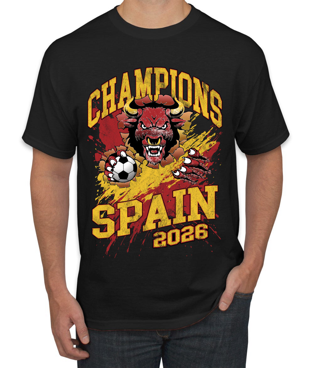 Spain Soccer Champions Fan Shirt Fierce Bull and Soccer Ball Spanish Game Day Gift Tee for Men Women Sports Men's T-Shirt