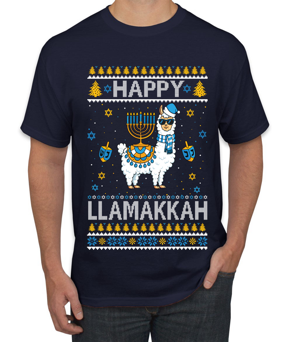 Happy Llamakkah, Ugly Christmas Sweater Unisex Men's T-Shirt