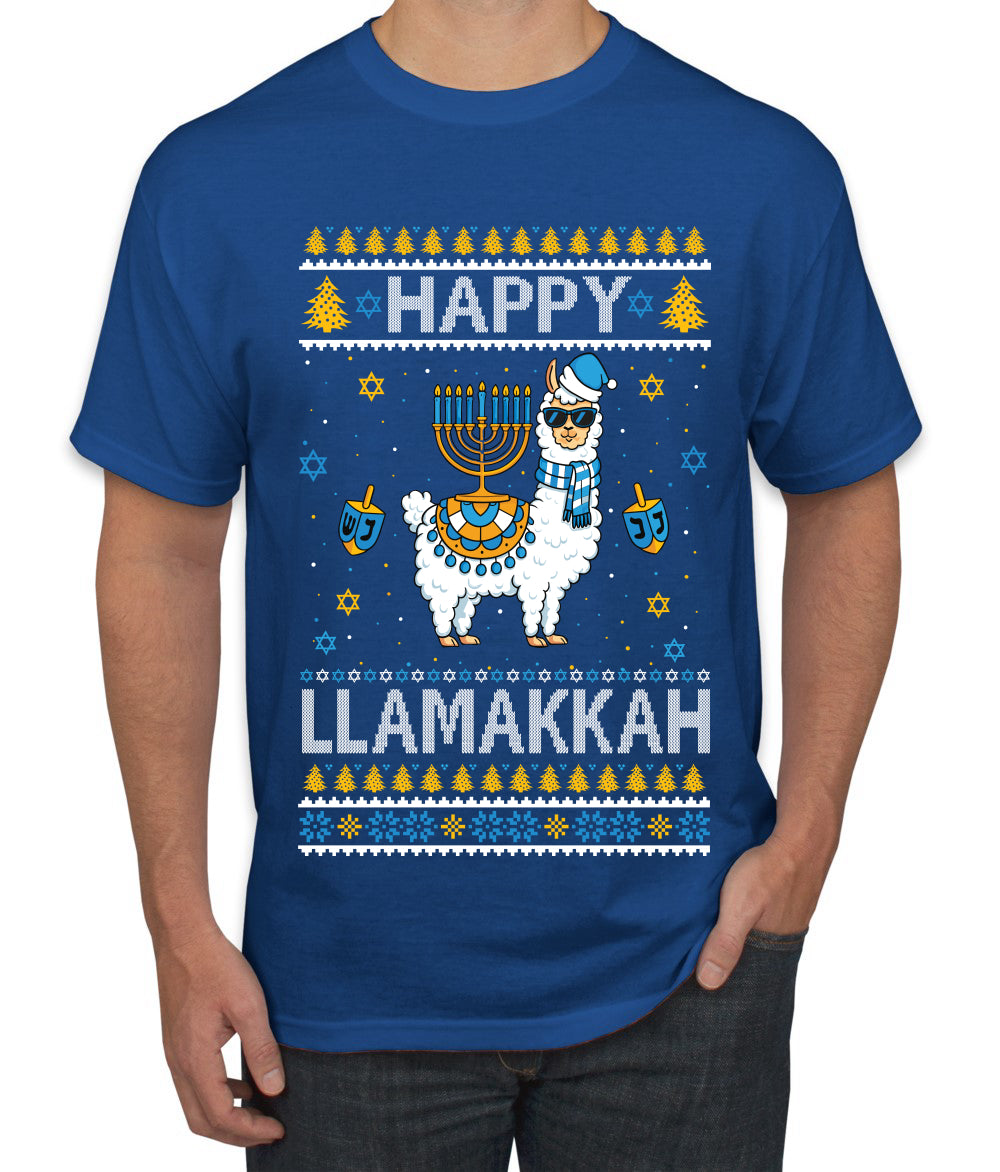 Happy Llamakkah, Ugly Christmas Sweater Unisex Men's T-Shirt