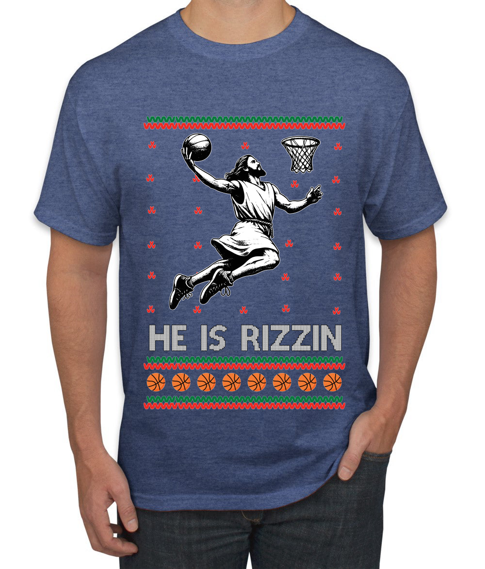 He Is Rizzin, Ugly Christmas Sweater Unisex Men's T-Shirt