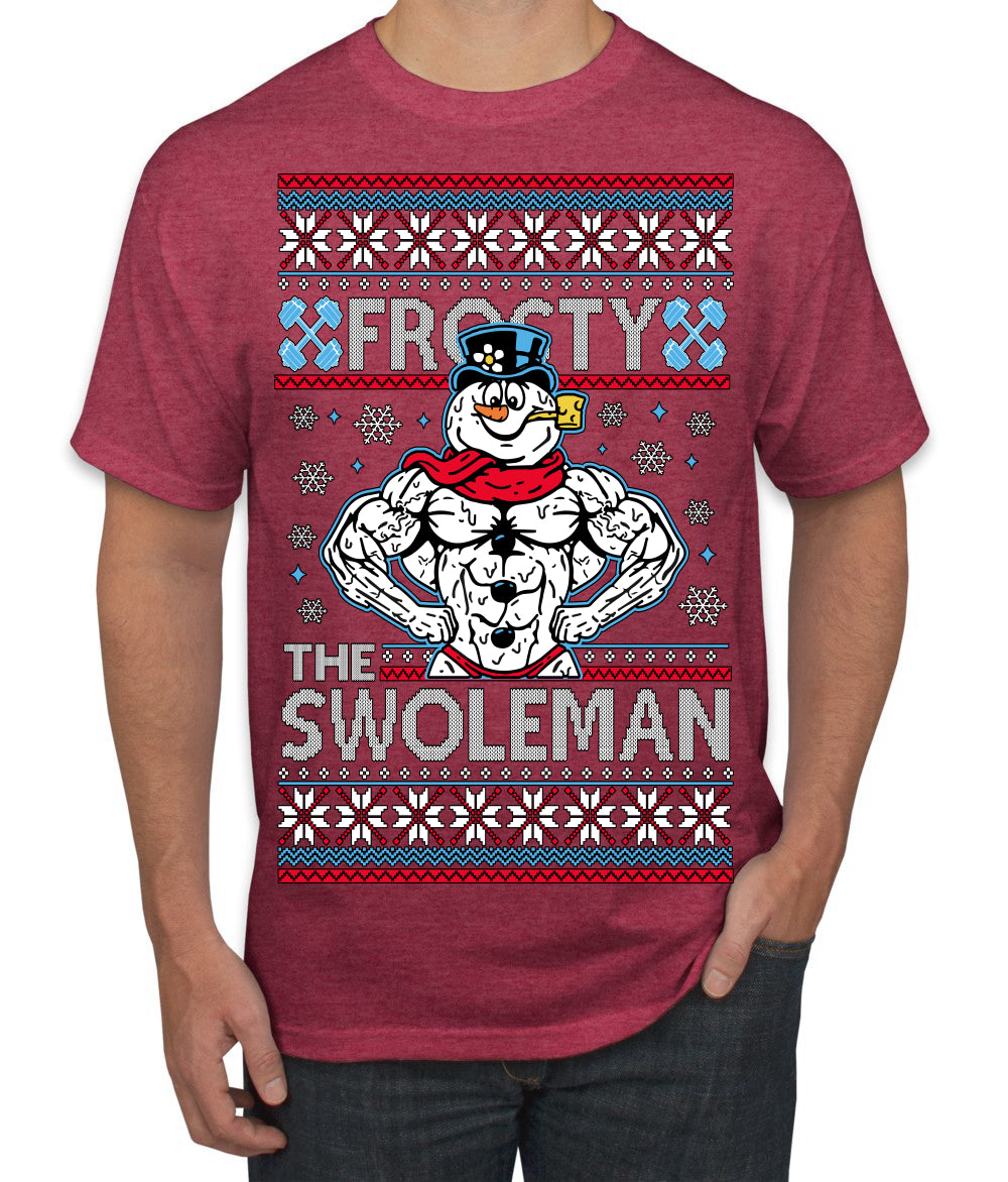 Frosty the Swoleman Funny Workout Lifting Snowman MovieUgly Christmas Sweater Men's T-Shirt