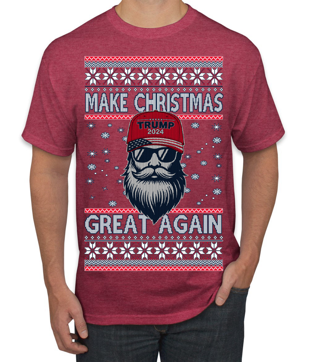 Make Christmas Great Again Trump Santa Claus 2024 MAGA, Donald Trump JD Vance GOP Republican Ugly Christmas Sweater Men's T-Shirt