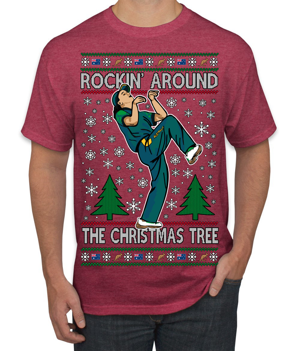 Rockin Around the Christmas Tree Raygun Viral Breakdancer Ugly Christmas Sweater Men's T-Shirt