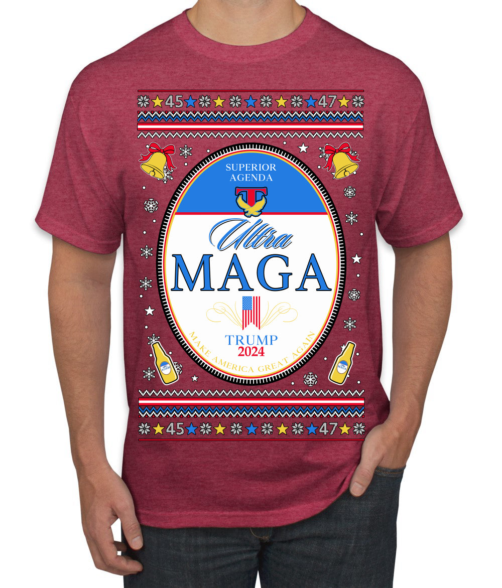 Ultra MAGA Superior Agenda Trump 2024 Funny Beer Logo Ugly Christmas Sweater Men's T-Shirt