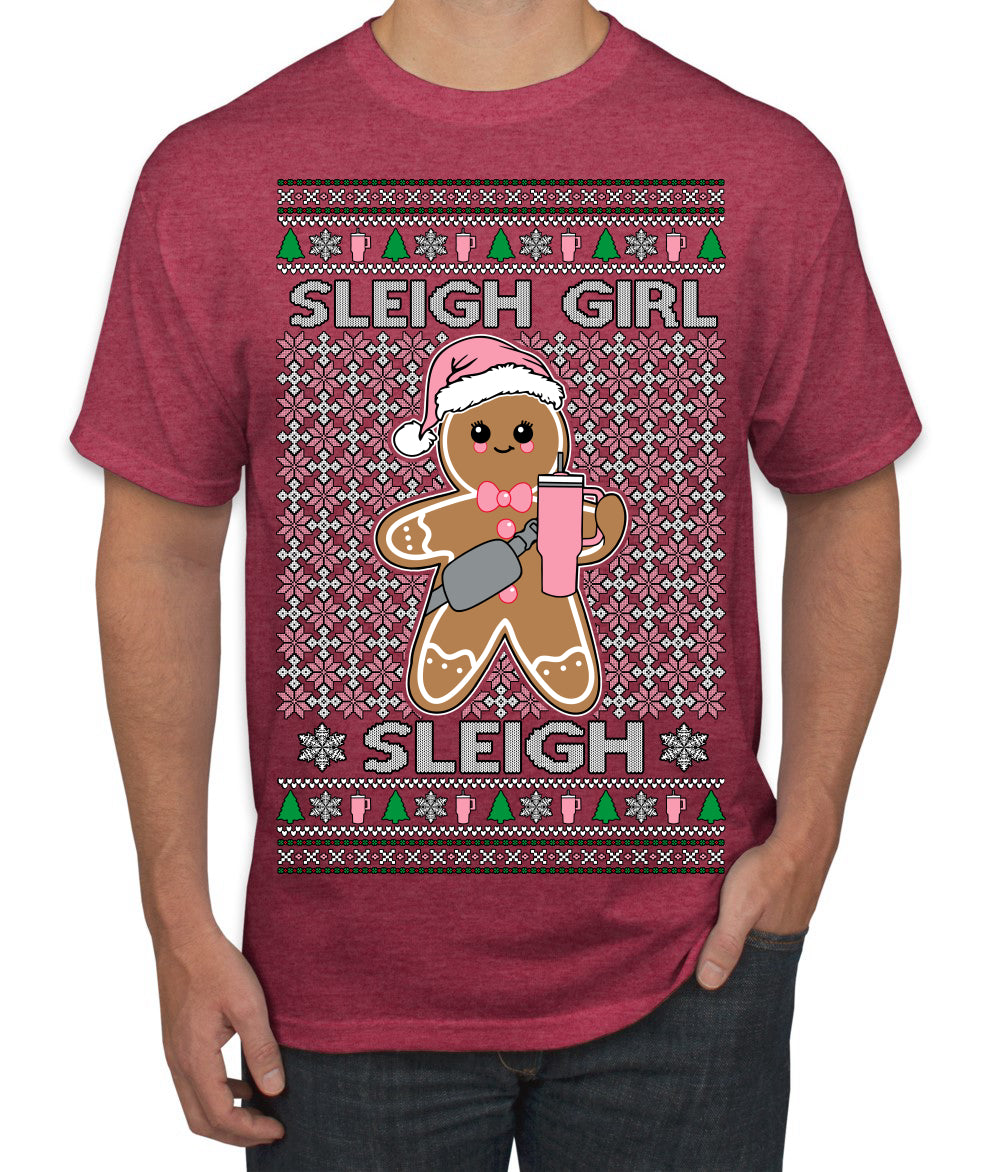 Sleigh Girl Sleigh Funny Trendy Pop Girly Sling Bag Coffee Cup Unisex Ugly Christmas Sweater Men's T-Shirt