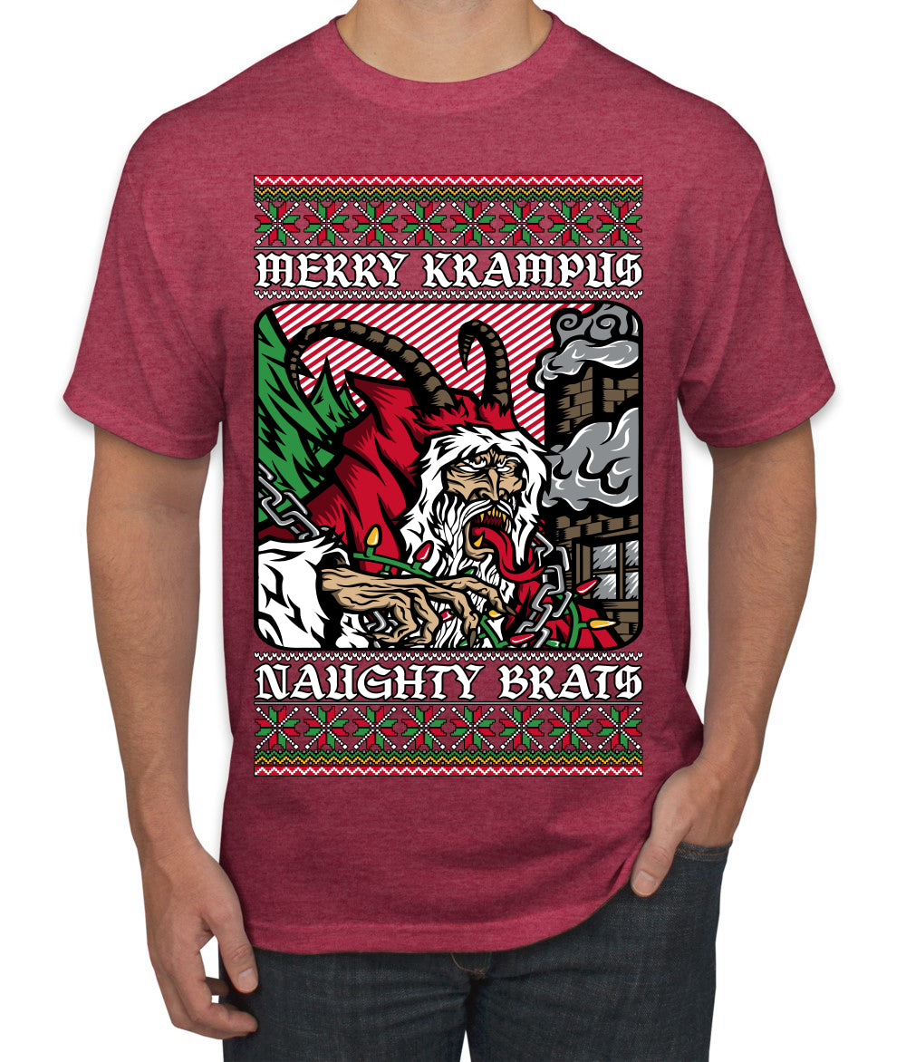 Merry Krampus Naughty Brats | Funny Ugly Christmas Sweater Men's T-Shirt