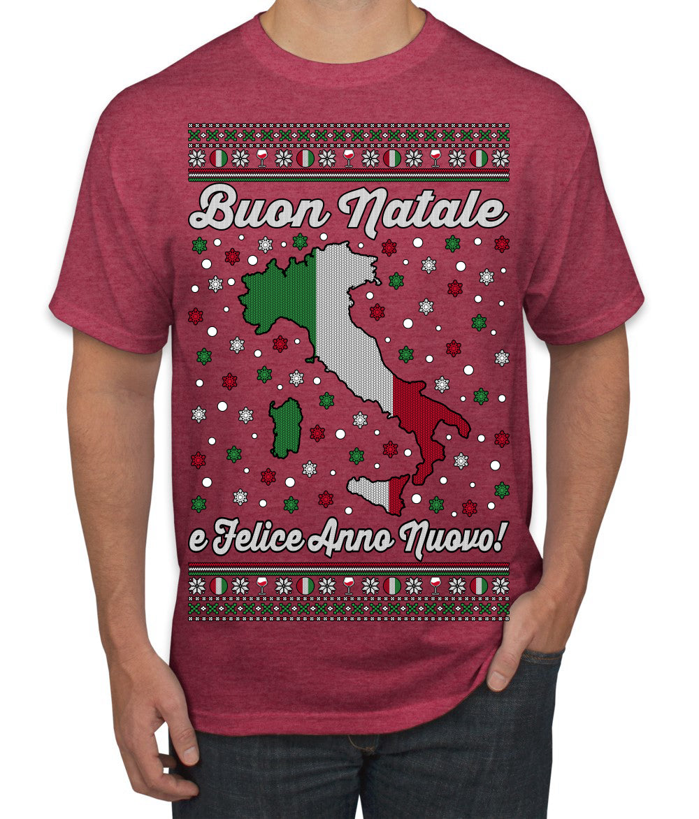 Buon Natale e Felice Anno Nuovo! Merry Christmas and Happy New Year Ugly Christmas Sweater Men's T-Shirt