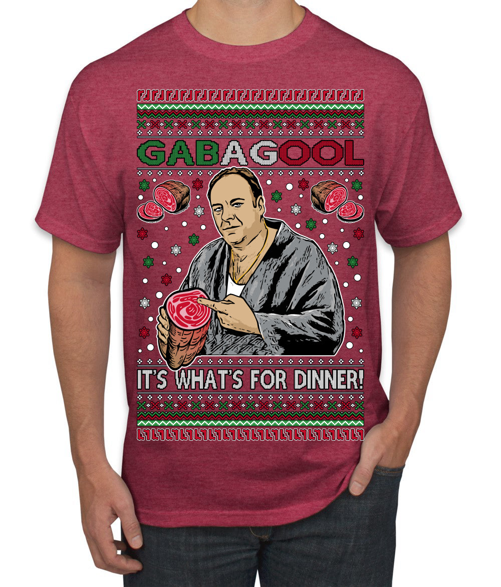 Gabagool It's What's for Dinner, Funny Tony Italian NJ New Jersey Mafia, Classic TV Show Ugly Christmas Sweater Men's T-Shirt