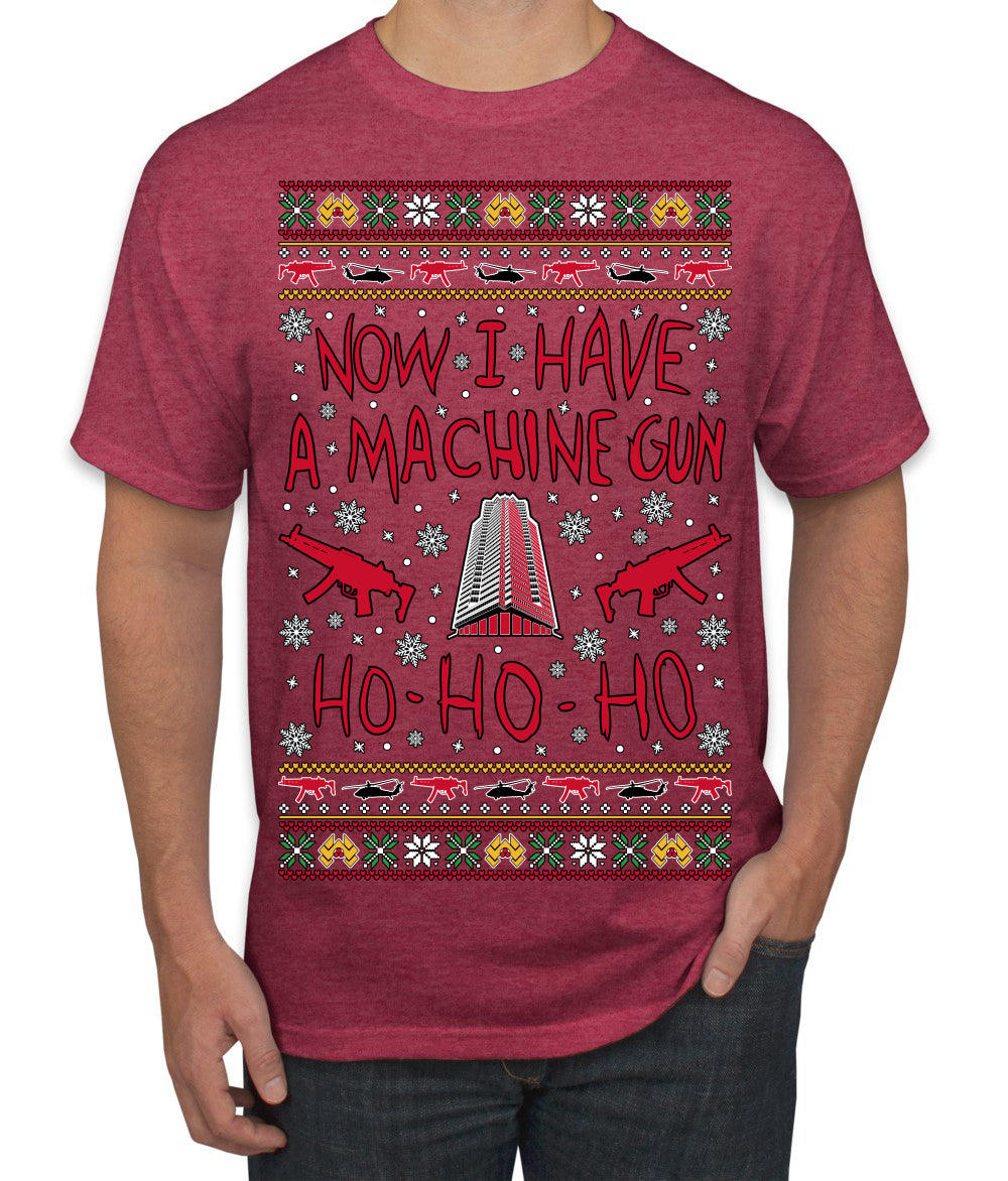 Now I Have a Machine Gun Ho Ho Ho Nakatomi Die Hard McClane Classic 80s Xmas Movie Ugly Christmas Sweater Men's T-Shirt