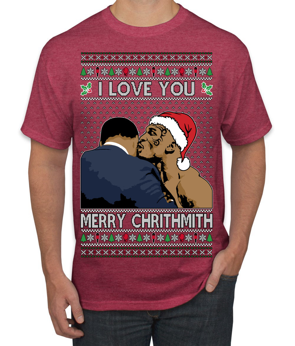 I Love You Merry Chrithmith Funny Boxing Fight Meme Classic Funny Xmas Ugly Christmas Sweater Men's T-Shirt