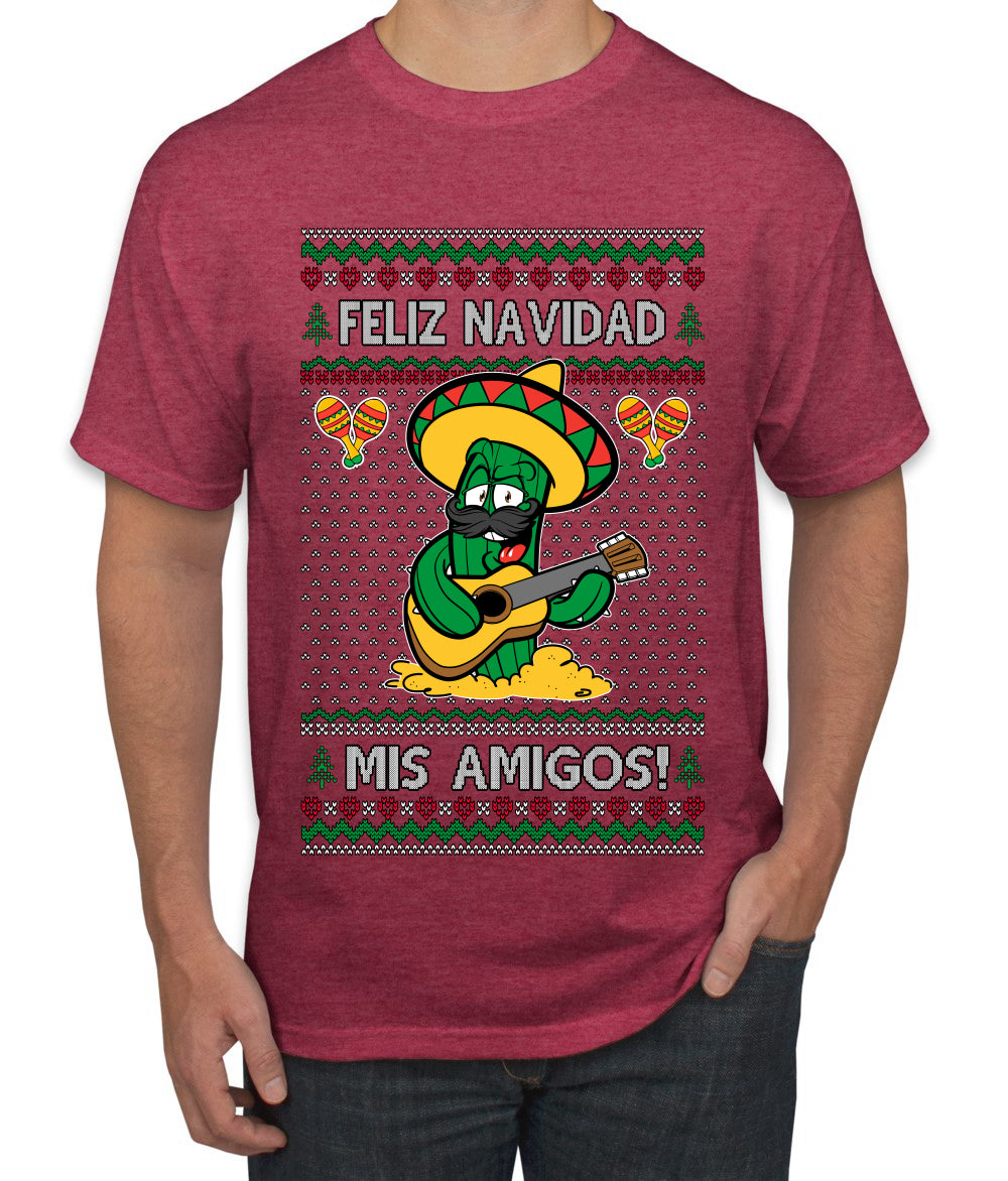 Feliz Navidad Mis Amigos!, Ugly Christmas Sweater Men's T-Shirt