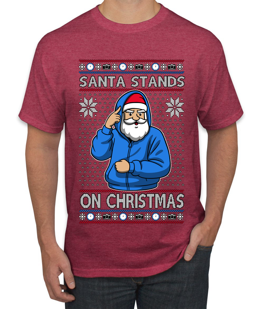 Santa Stands On Christmas, Ugly Christmas Sweater Men's T-Shirt