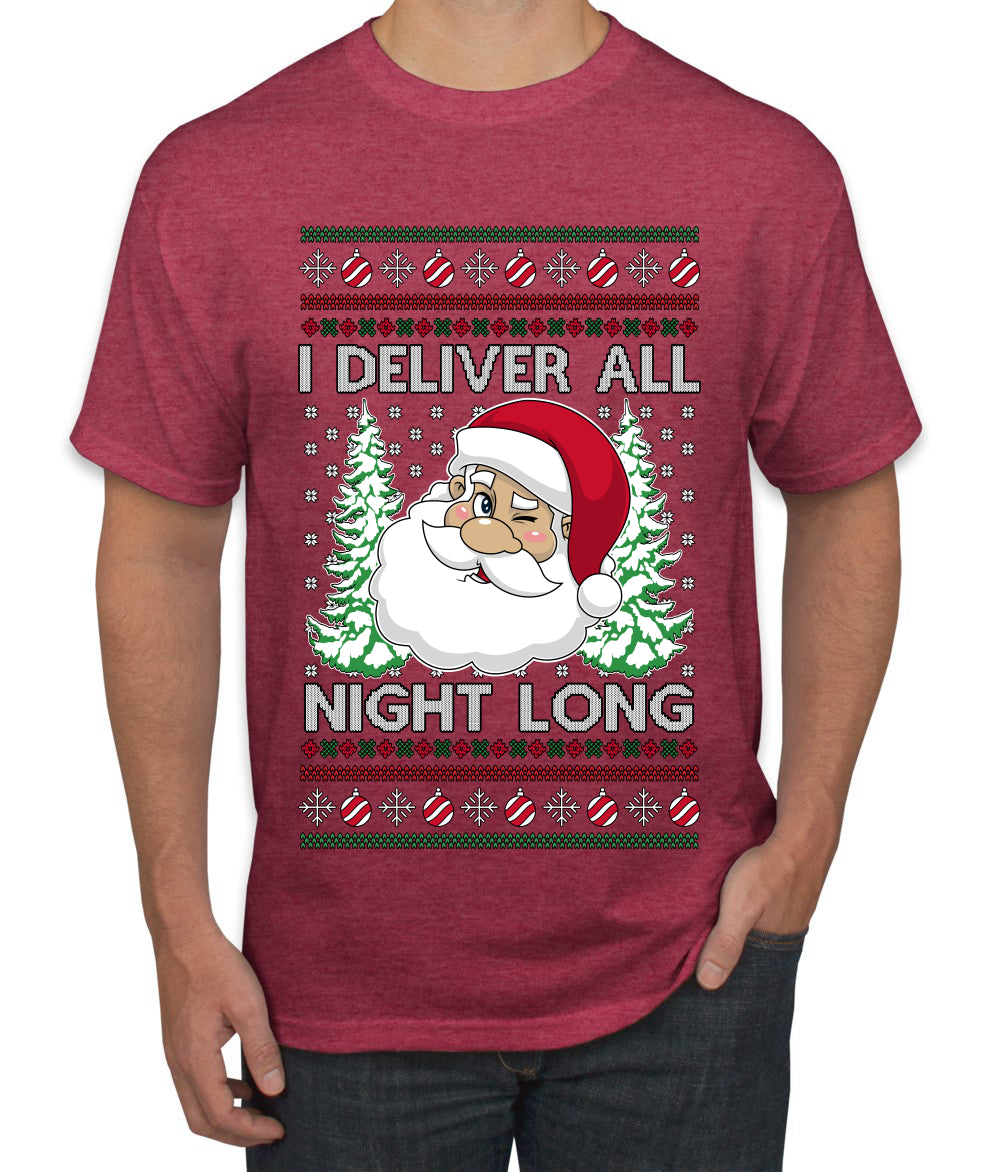 I Deliver All Night Long, Ugly Christmas Sweater Unisex Men's T-Shirt