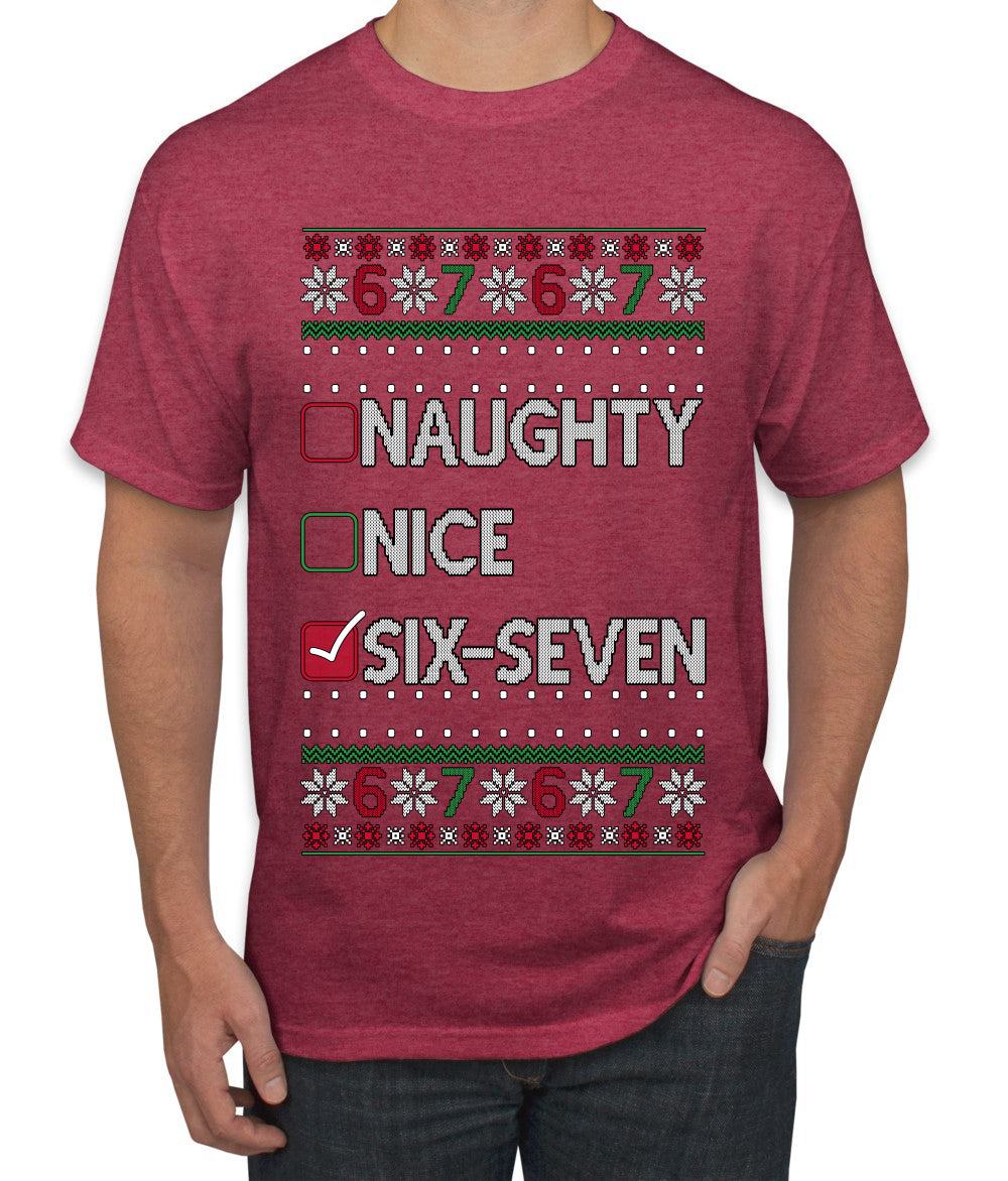 Naughty Nice 6 7 Checklist, Ugly Christmas Sweater Unisex Men's T-Shirt