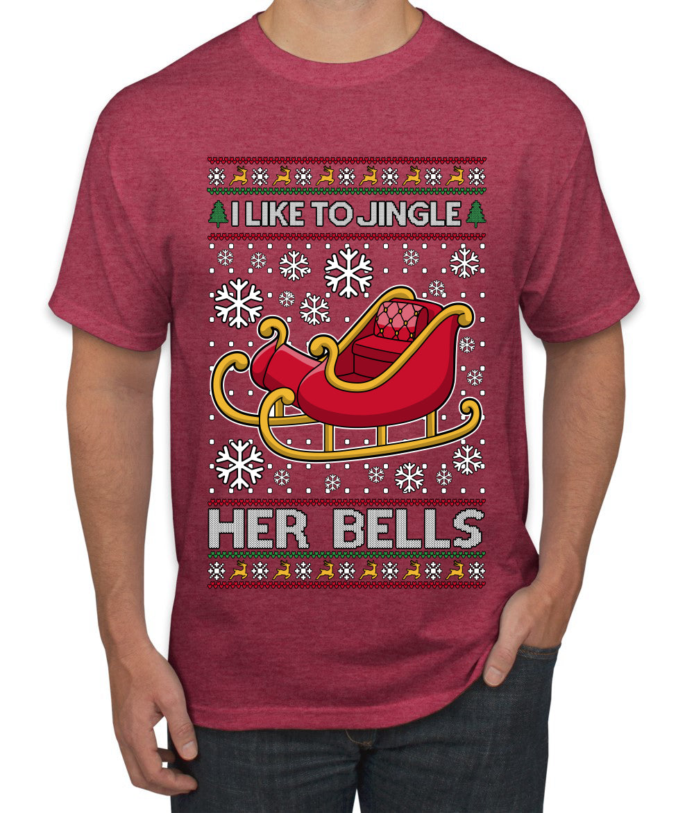 I Like To Jingle Her Bells, Ugly Christmas Sweater Unisex Men's T-Shirt