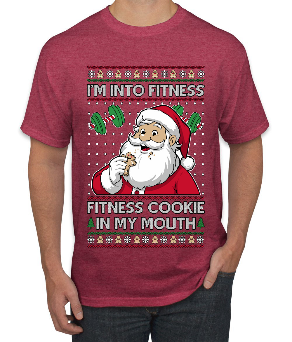 I'm Into Fitness Cookie In My Mouth Santa, Ugly Christmas Sweater Unisex Men's T-Shirt