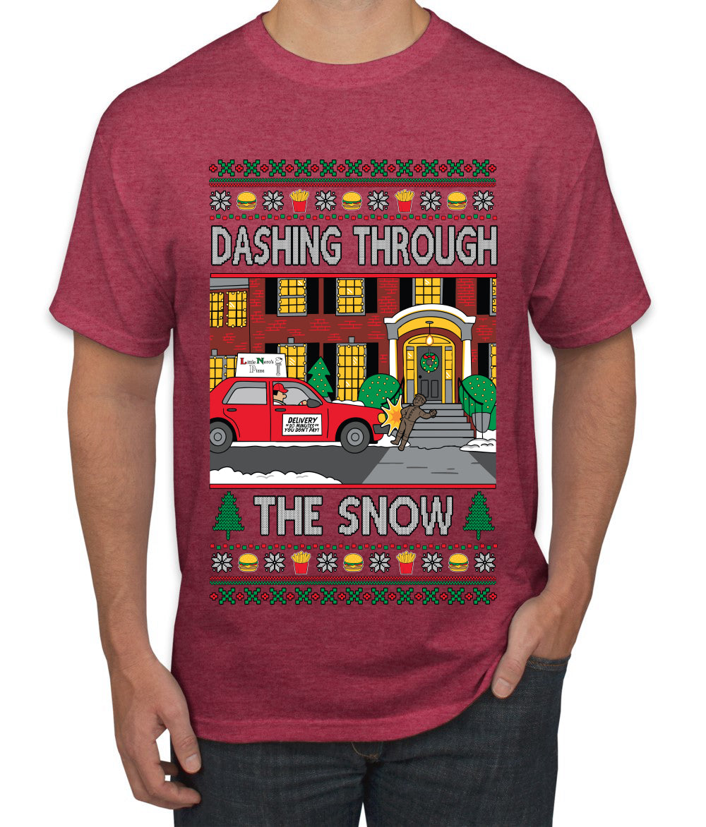 Dashing Through The Snow Classic 90s Holiday Movie, Ugly Christmas Sweater Unisex Men's T-Shirt