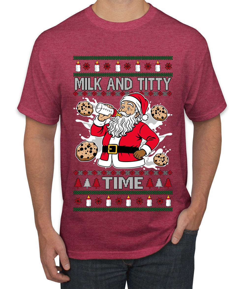 Milk And Titty Time, Ugly Christmas Sweater Unisex Men's T-Shirt