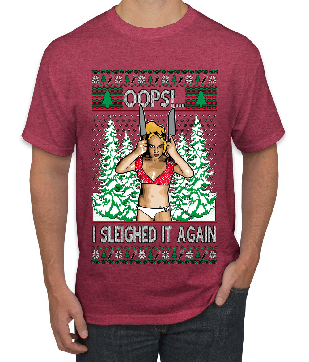 Funny, Knives Popstar Dancing, Music Lover Comedic Christmas Sweater Design, Ugly Christmas Sweater Unisex Men's T-Shirt