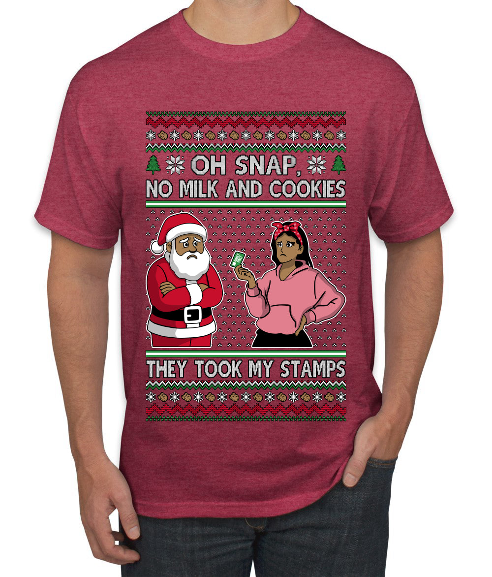 Oh Snap, No Milk And Cookies, They Took my Stamps, Ugly Christmas Sweater Unisex Men's T-Shirt