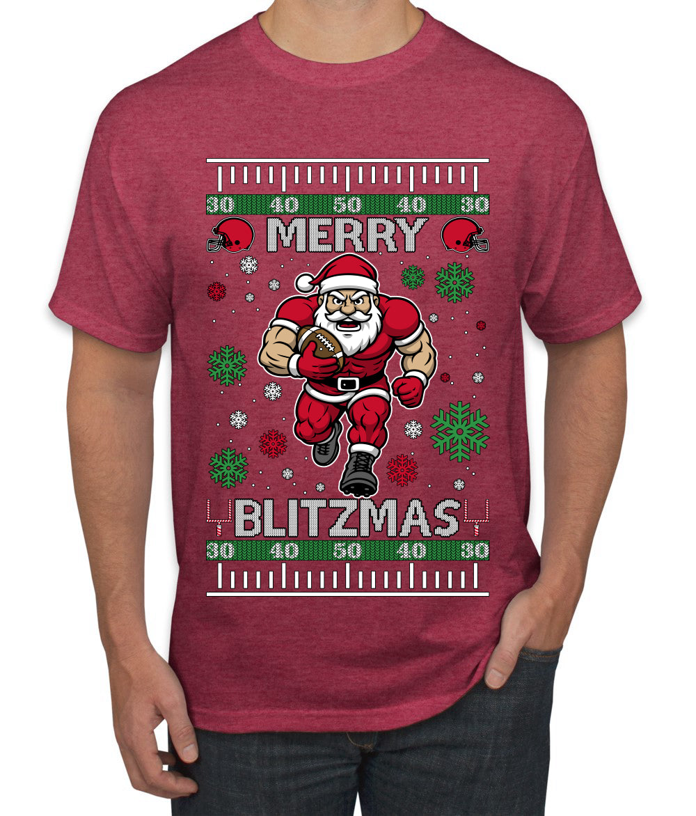 Merry Blitzmas, Football Christmas Sweater Design, Ugly Christmas Sweater Unisex Men's T-Shirt