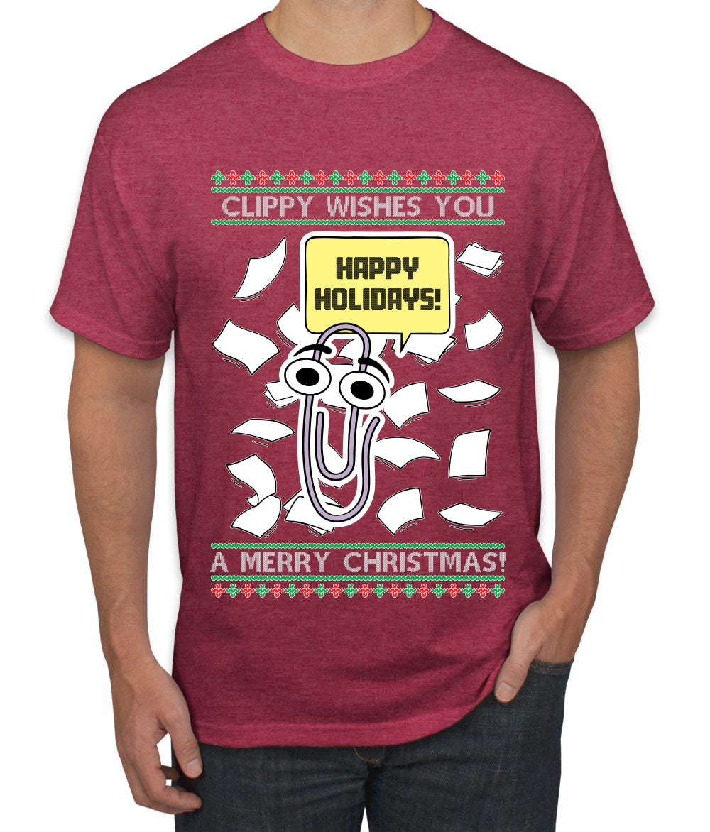 Clippy Wishes You A Merry Christmas Office Assistant, Ugly Christmas Sweater Unisex Men's T-Shirt