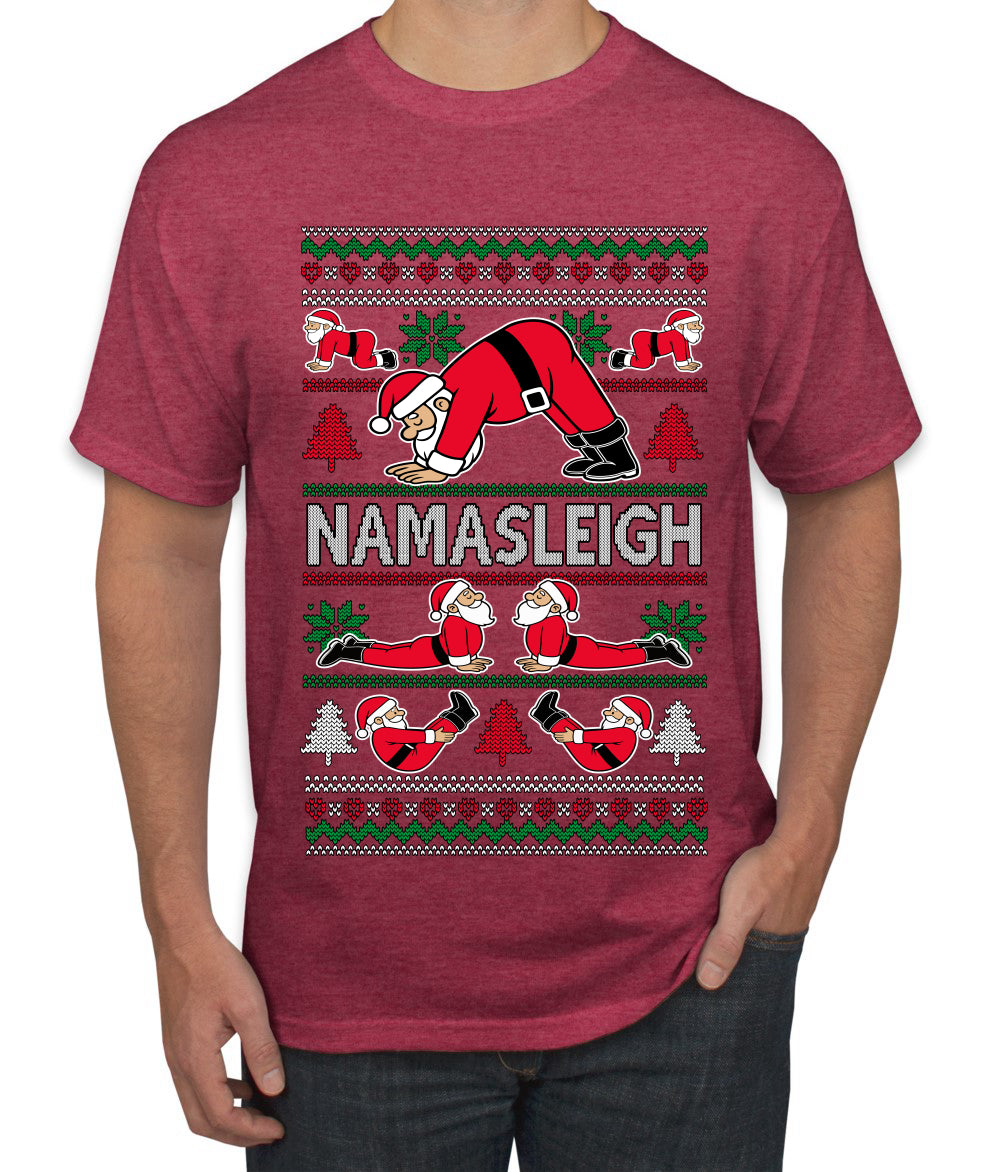 Namasleigh, Namaste Yoga Santa Claus, Ugly Christmas Sweater Unisex Men's T-Shirt
