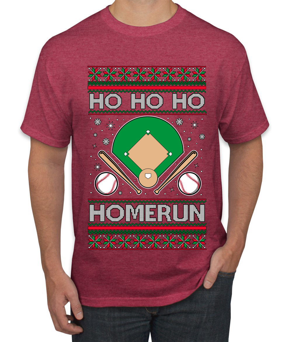 Ho Ho Ho Homerun, Baseball Fan Christmas Design, Ugly Christmas Sweater Unisex Men's T-Shirt