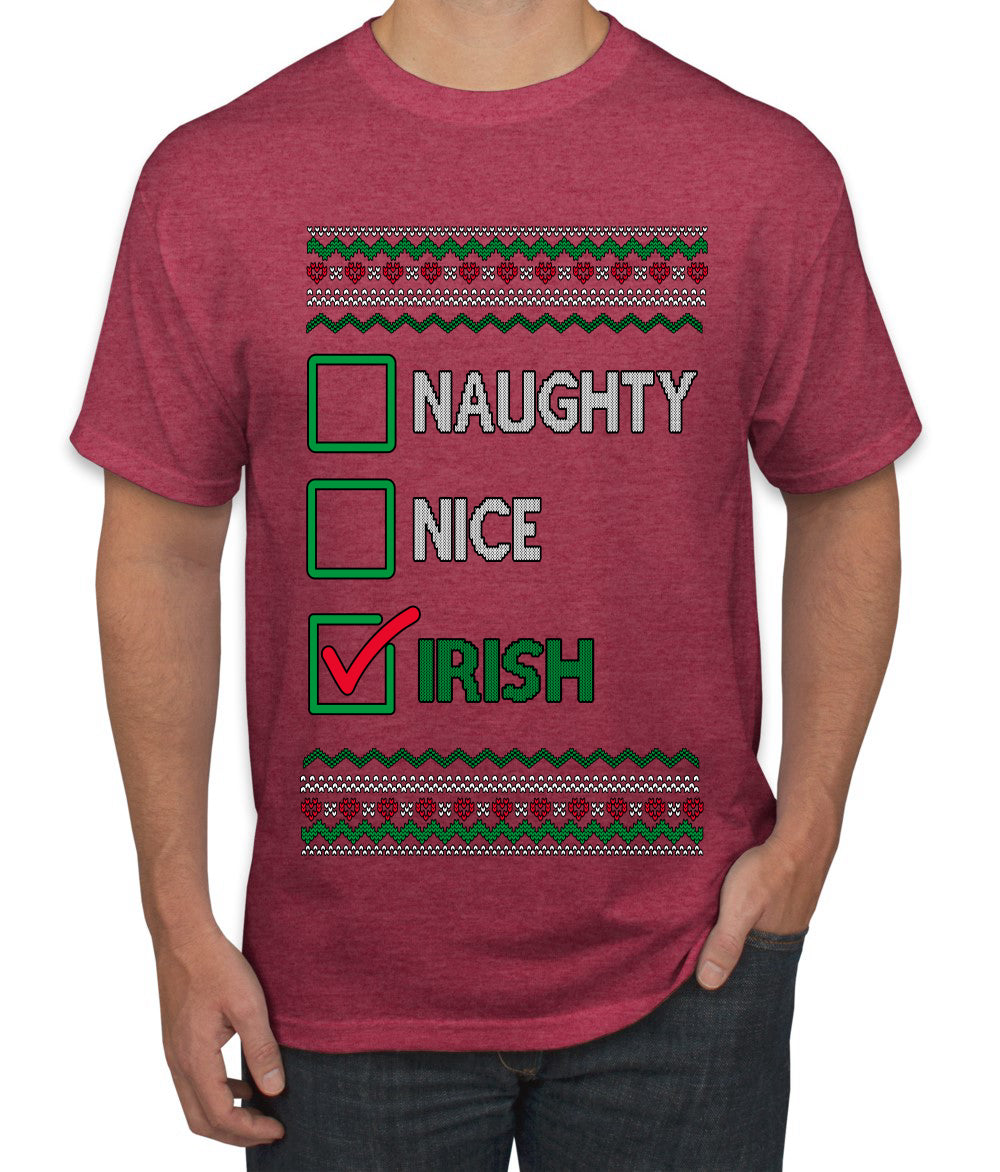 Naughty Nice, Irish, Irish Christmas, Ugly Christmas Sweater Unisex Men's T-Shirt