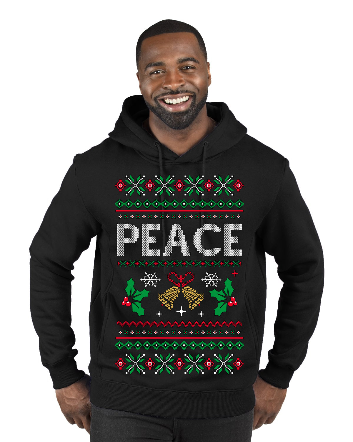 Peace Ugly Christmas Sweater Premium Graphic Hoodie Sweatshirt