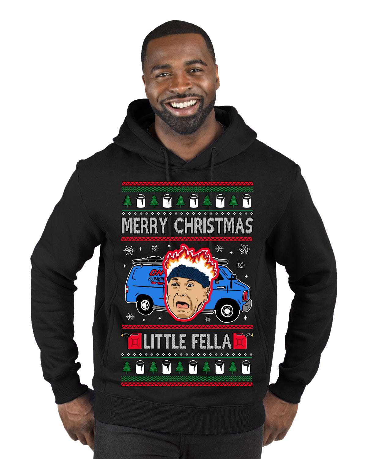 Merry Christmas Little Fella Funny 90s Harry Movie Quote Ugly Christmas Sweater Premium Graphic Hoodie Sweatshirt