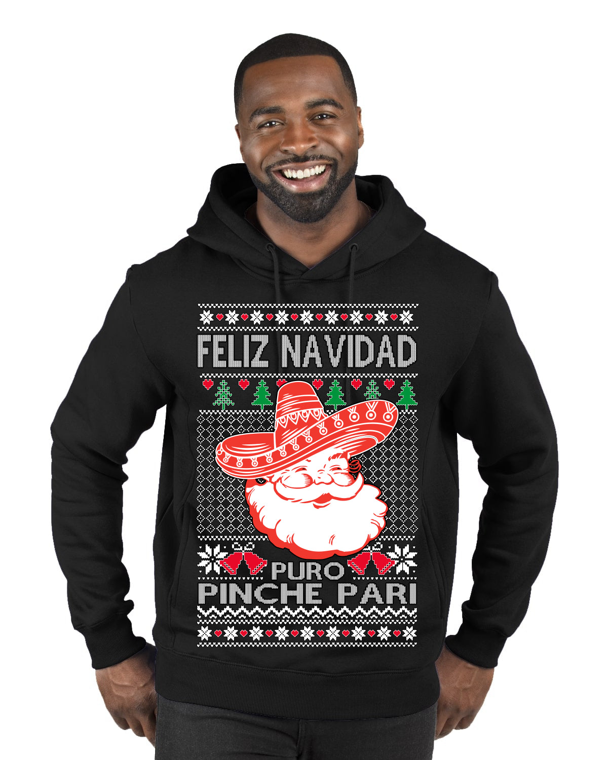 Feliz Navidad Puro Pinche Pari Funny Spanish Song Ugly Christmas Sweater Premium Graphic Hoodie Sweatshirt
