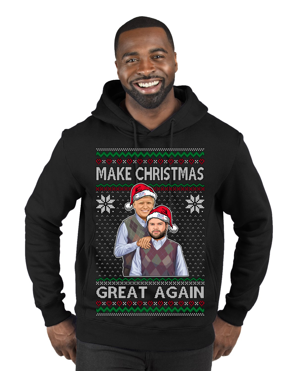 Make Christmas Great Again Trump Vance 2024 Movie Parody Ugly Christmas Sweater Premium Graphic Hoodie Sweatshirt