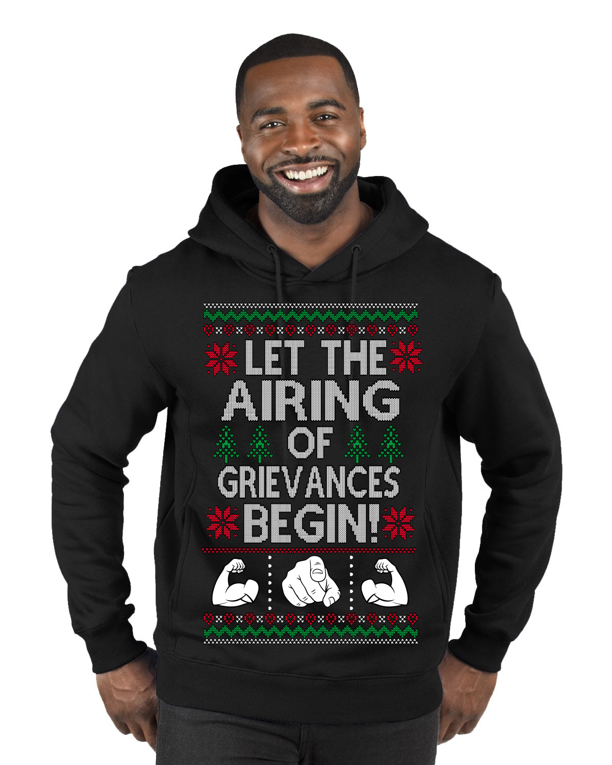 Let the Airing of Grievances Begin Funny TV Sitcom Festivus Ugly Christmas Sweater Premium Graphic Hoodie Sweatshirt