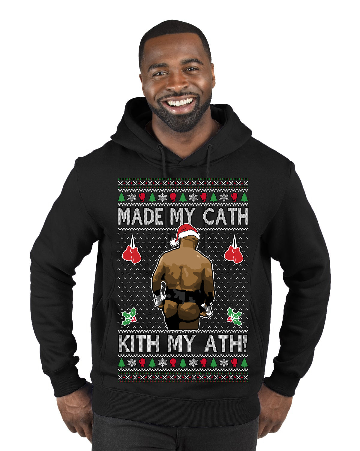 Made My Cath Kith My Ath, Funny Cash Money Viral Kiss My Ass Boxing Fight Meme, Men Women Ugly Christmas Sweater Premium Graphic Hoodie Sweatshirt