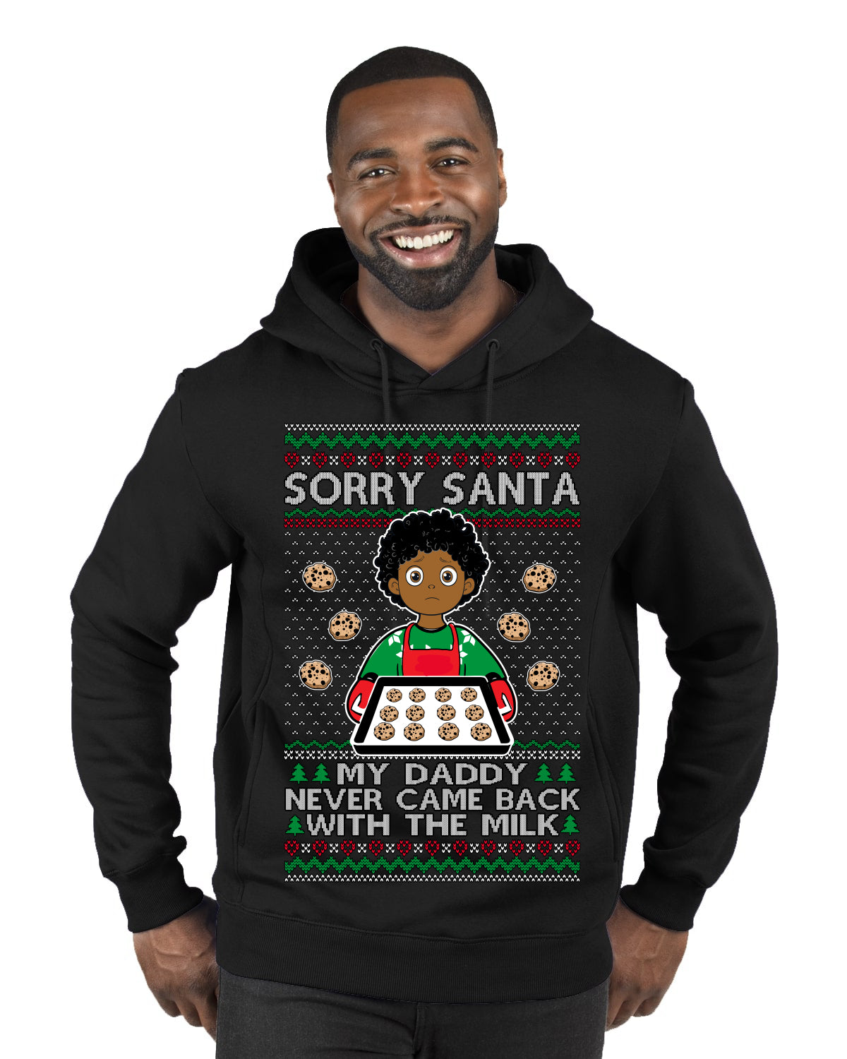 Sorry Santa Dad Never Came Back With Milk, Other Kid, Funny Viral Daddy Left Sad Kid Meme Ugly Christmas Sweater Premium Graphic Hoodie Sweatshirt