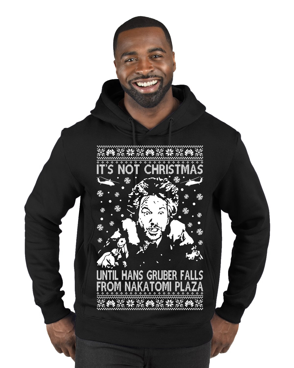 It's Not Christmas Until Hans Gruber Falls From Nakatomi Plaza White Ugly Christmas Sweater Premium Graphic Hoodie Sweatshirt