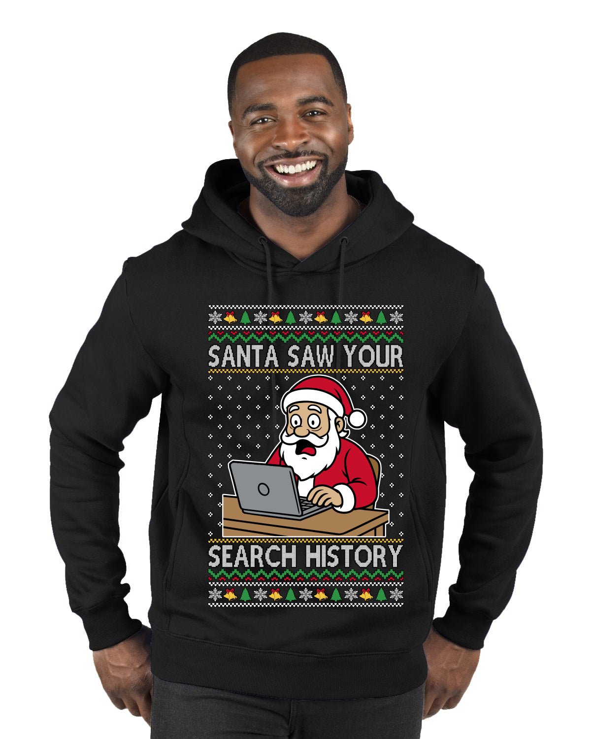 Santa Saw Your Search History, Funny Internet Humor, Ugly Christmas Sweater Premium Graphic Hoodie Sweatshirt
