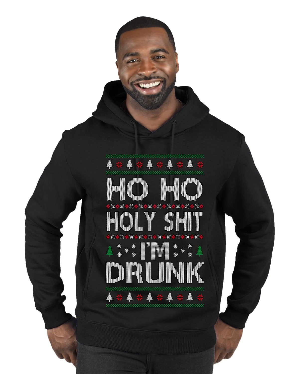 Ho Ho I'm Drunk, Funny Humor Christmas Unisex Sweater, Ugly Christmas Sweater Premium Graphic Hoodie Sweatshirt