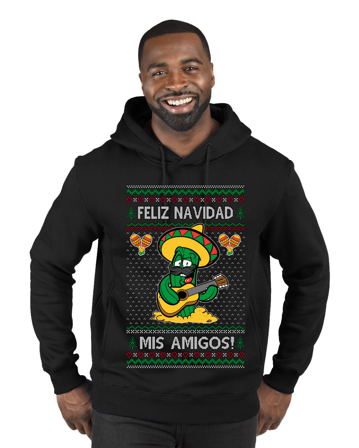 Feliz Navidad Mis Amigos!, Ugly Christmas Sweater Premium Graphic Hoodie Sweatshirt