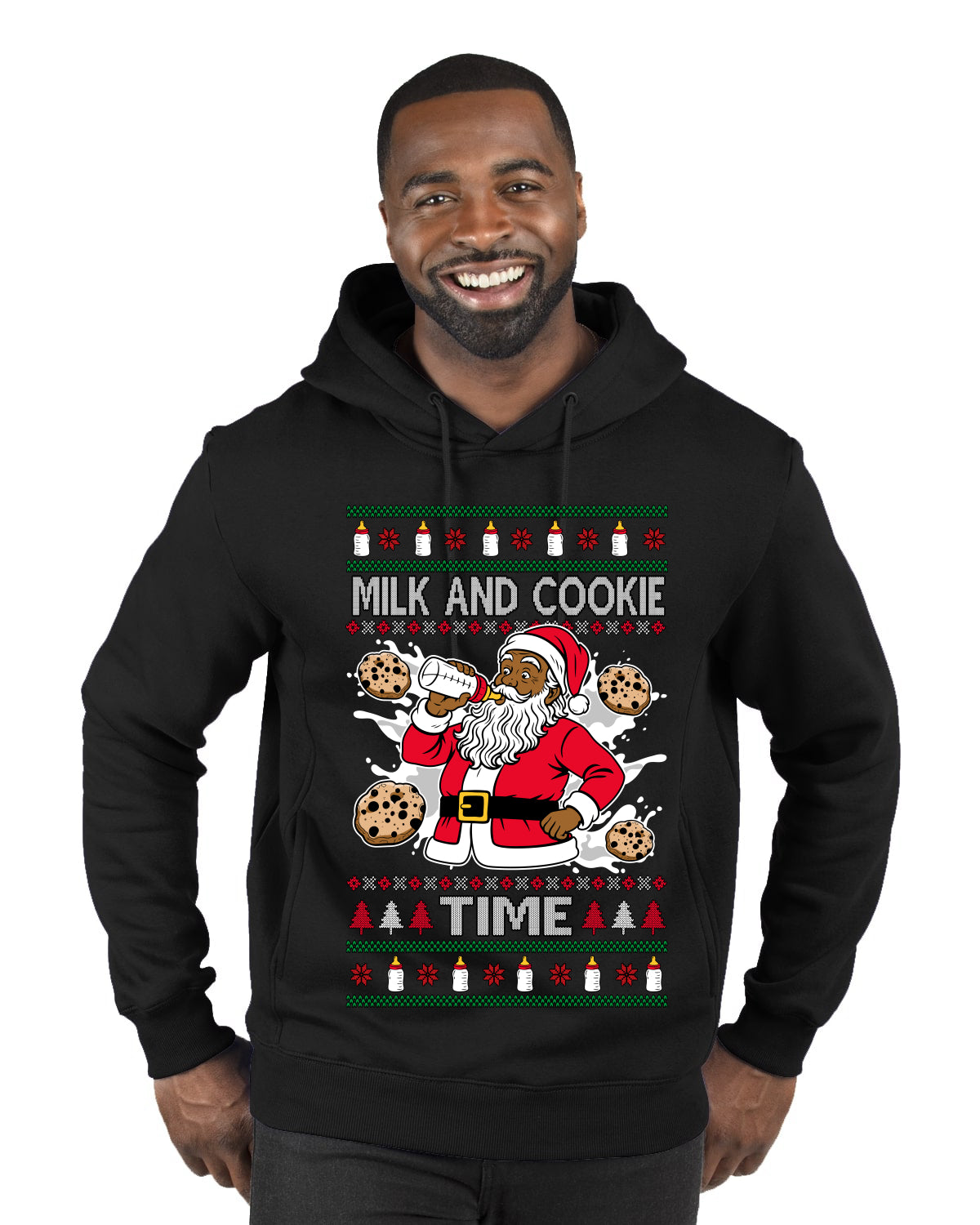 Milk And Cookie Time Christmas Sweater, Ugly Christmas Sweater Premium Graphic Hoodie Sweatshirt
