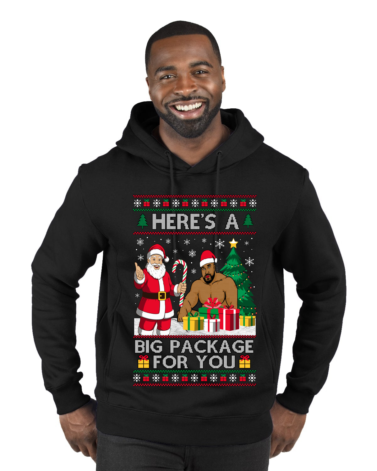 Here's A Big Package For You Santa Christmas Sweater, Ugly Christmas Sweater Premium Graphic Hoodie Sweatshirt