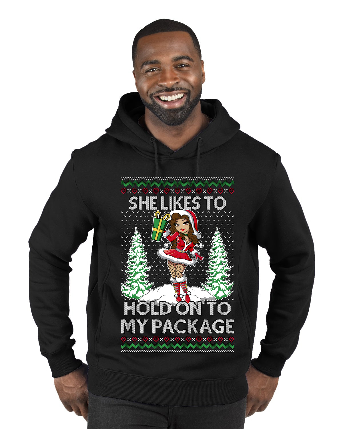 Hold My Package, Ugly Christmas Sweater Unisex Unisex Premium Graphic Hoodie Sweatshirt