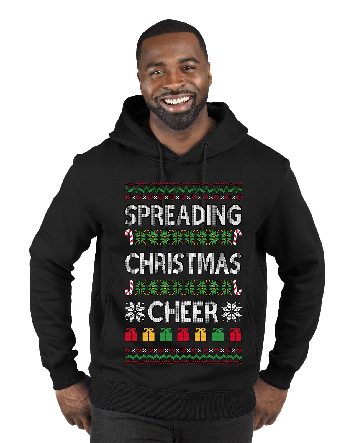 Spreading Christmas Cheer, Ugly Christmas Sweater Unisex Premium Graphic Hoodie Sweatshirt